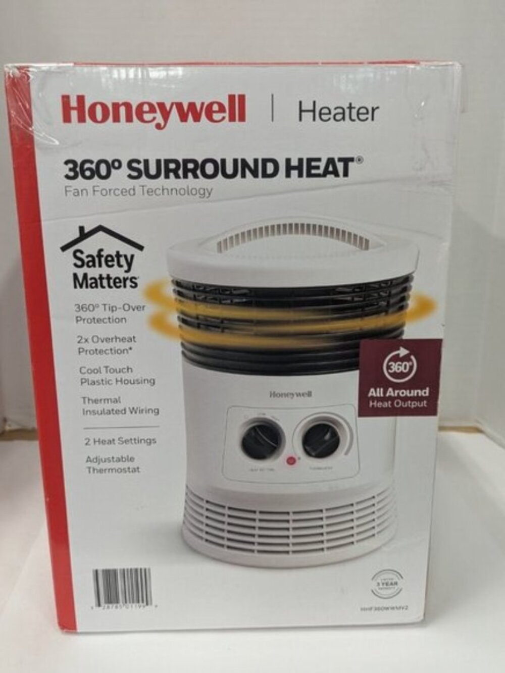 Honeywell 360° Surround Space Heater, White – Adjustable & Safe